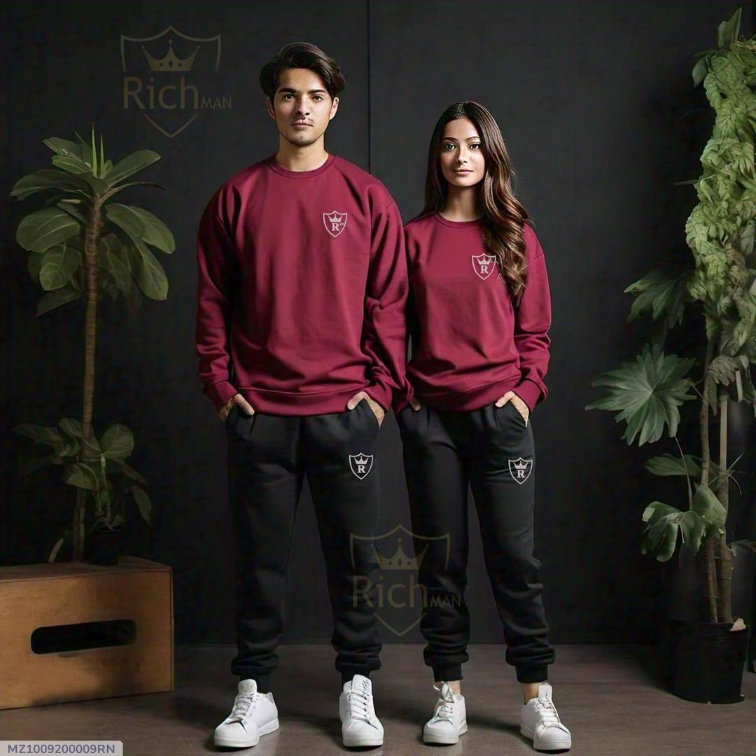 2 pcs unisex fleece plain Track suit