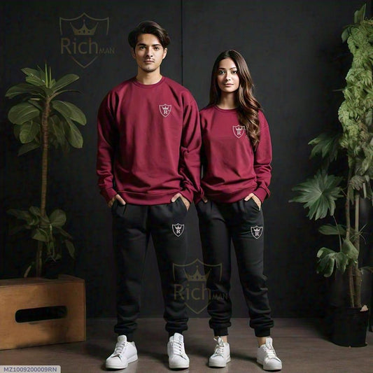 2 pcs unisex fleece plain Track suit